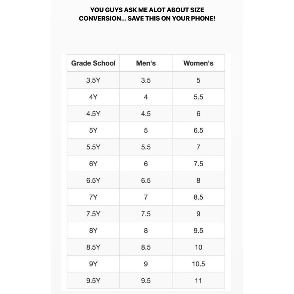 Shoe Sizing Chart